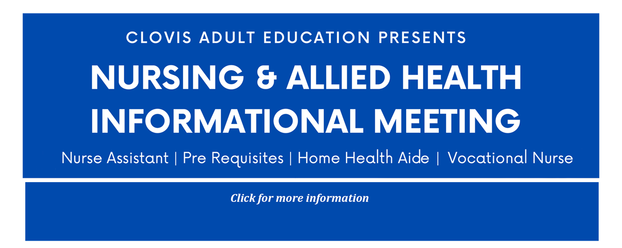Nursing and Allied Health Careers Informational Meeting (Click for more information)